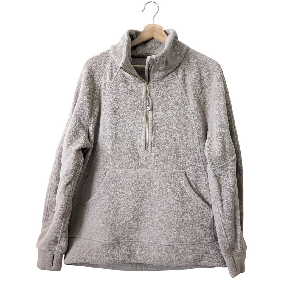 Lululemon Scuba Oversized Half-Zip Fleece Pullover Taupe Funnel Zip M/L LW3IVOS